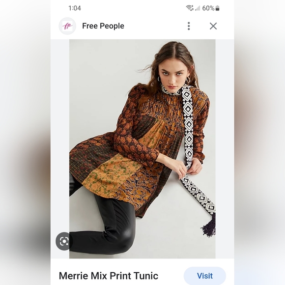 Free People Boho Merrie Mix Tunic S - Picture 3 of 5